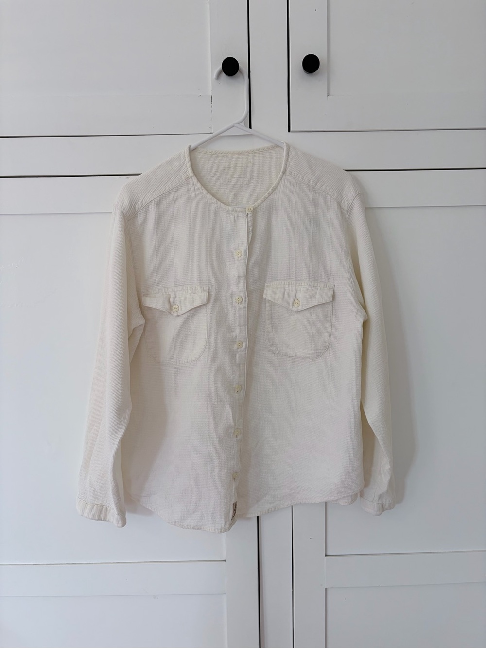 Woolrich Cream Textured Button Shirt Size Small
